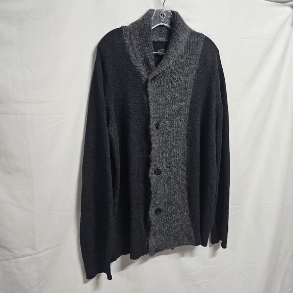 AllSaints Shawl Neck Cardigan Sweater Men Size XXL Gray Charcoal Cotton blend - Picture 5 of 12